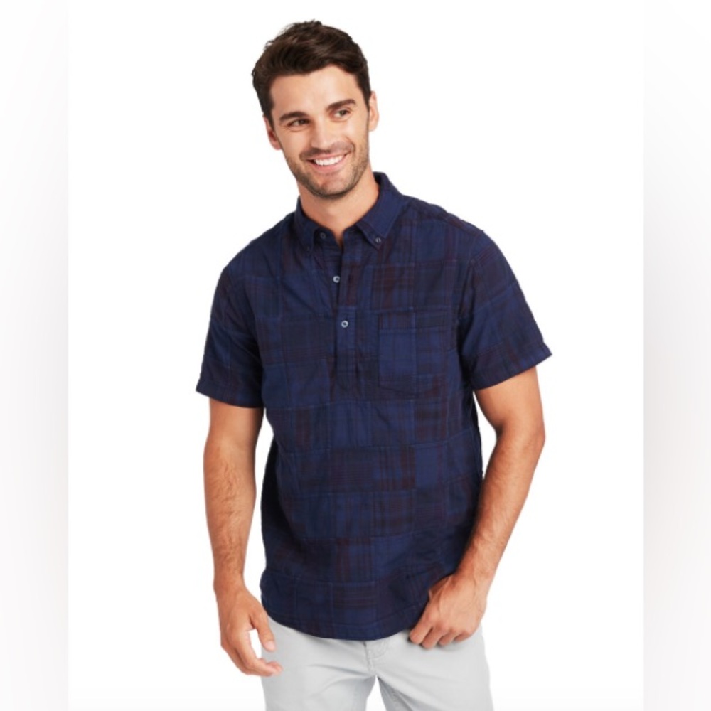 Vineyard Vines Men’s Patchwork Slim Fit Short-Sleeve Popover Shirt size Large